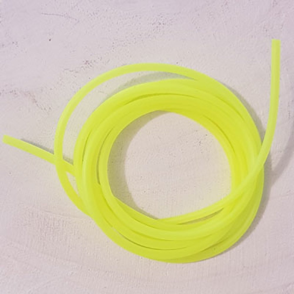 1 Meter PVC-Hohlfaserschnur, 2 mm, gelb fluoreszierend.