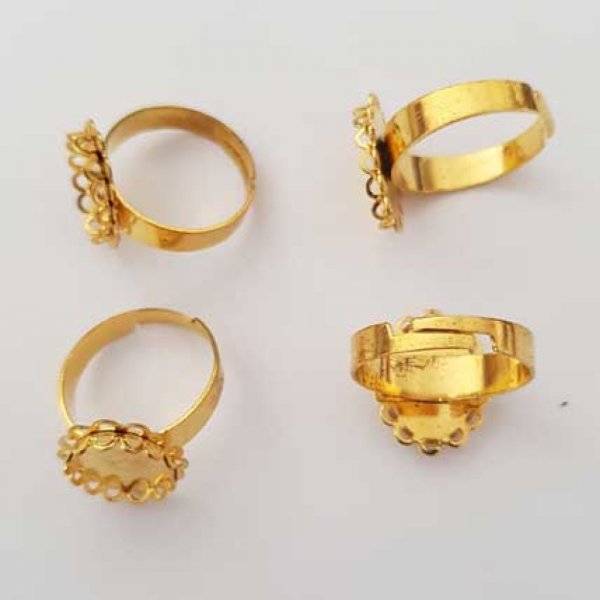 1 support bague cabochon de 11 x 14 mm Dor&eacute;