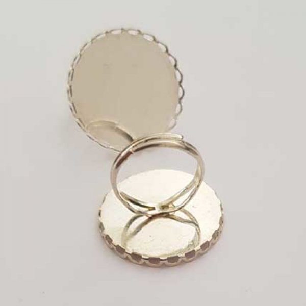 1 support bague cabochon de 25 mm Argent N&deg;21