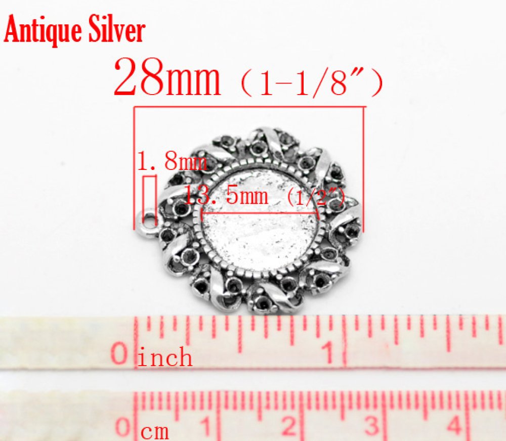 1 Cabochonhalter 14 mm N°01 Silber