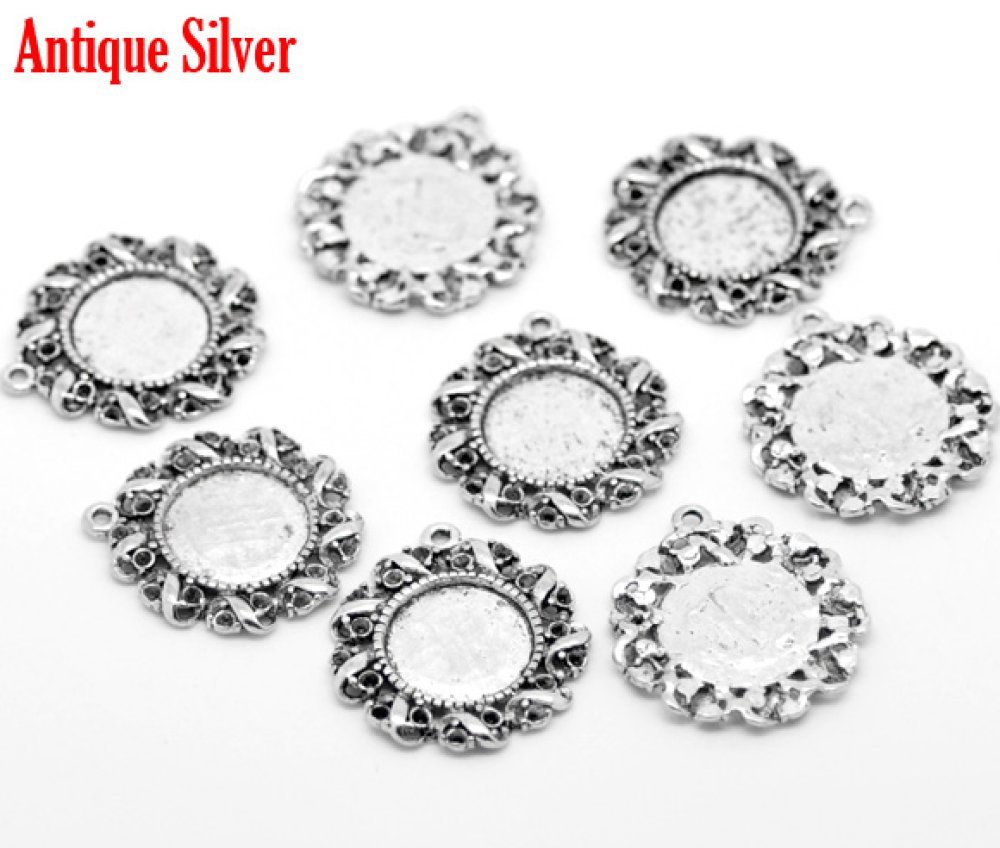 1 Cabochonhalter 14 mm N°01 Silber