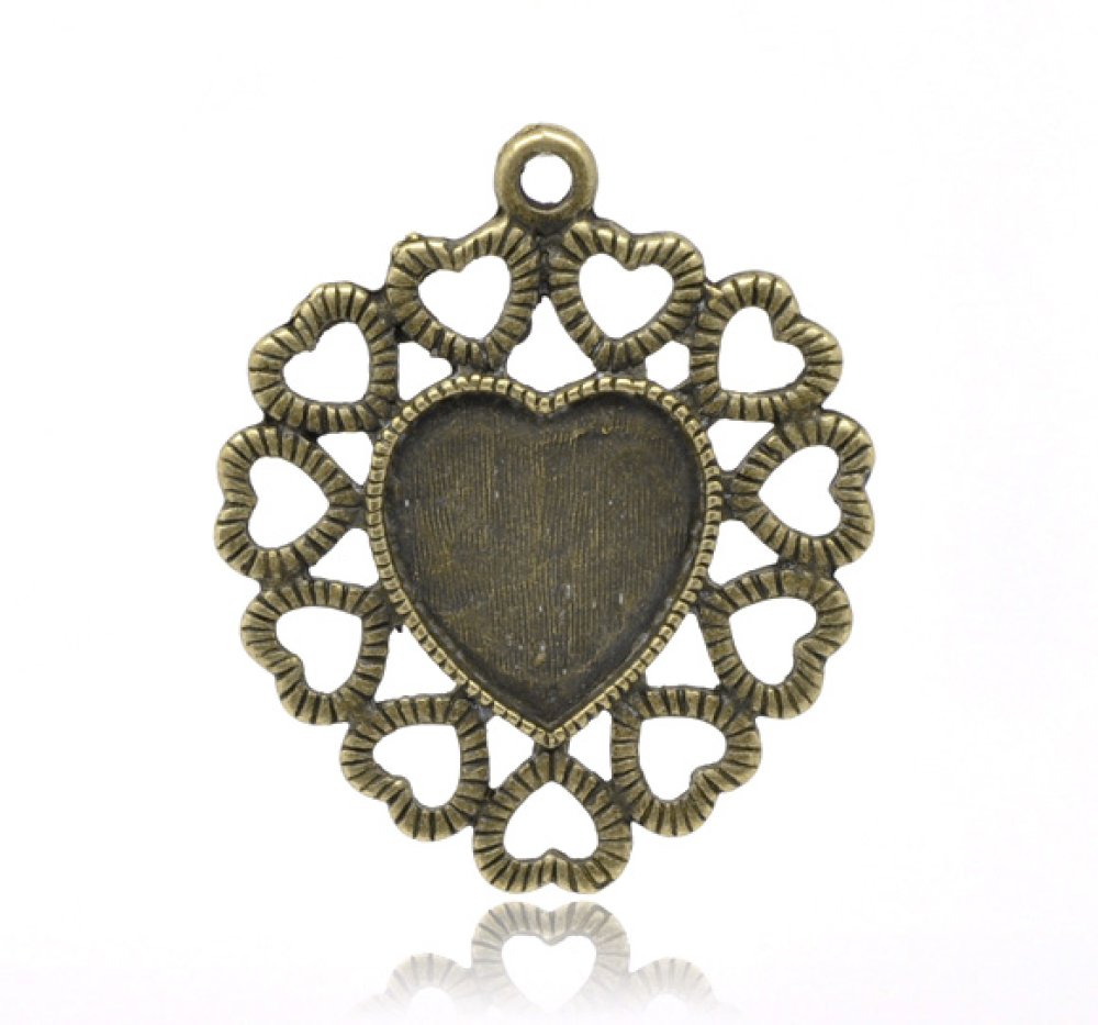 1 Cabochon-Halter Herz Nr. 01 Bronze