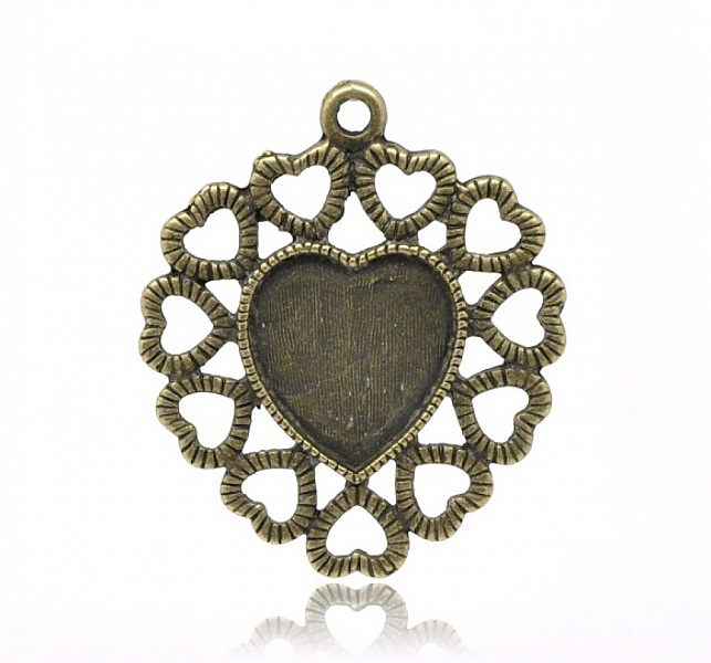 1 Cabochon-Halter Herz Nr. 01 Bronze