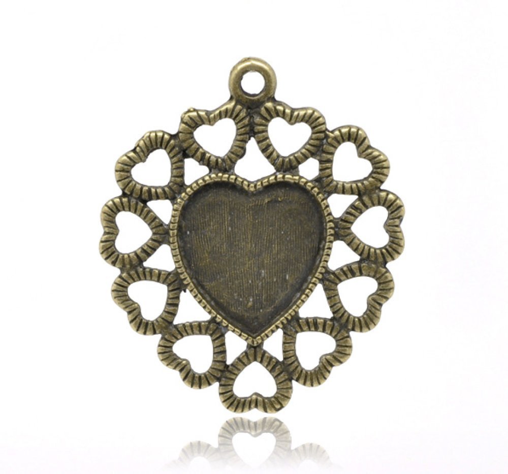 1 Cabochon-Halter Herz Nr. 01 Bronze