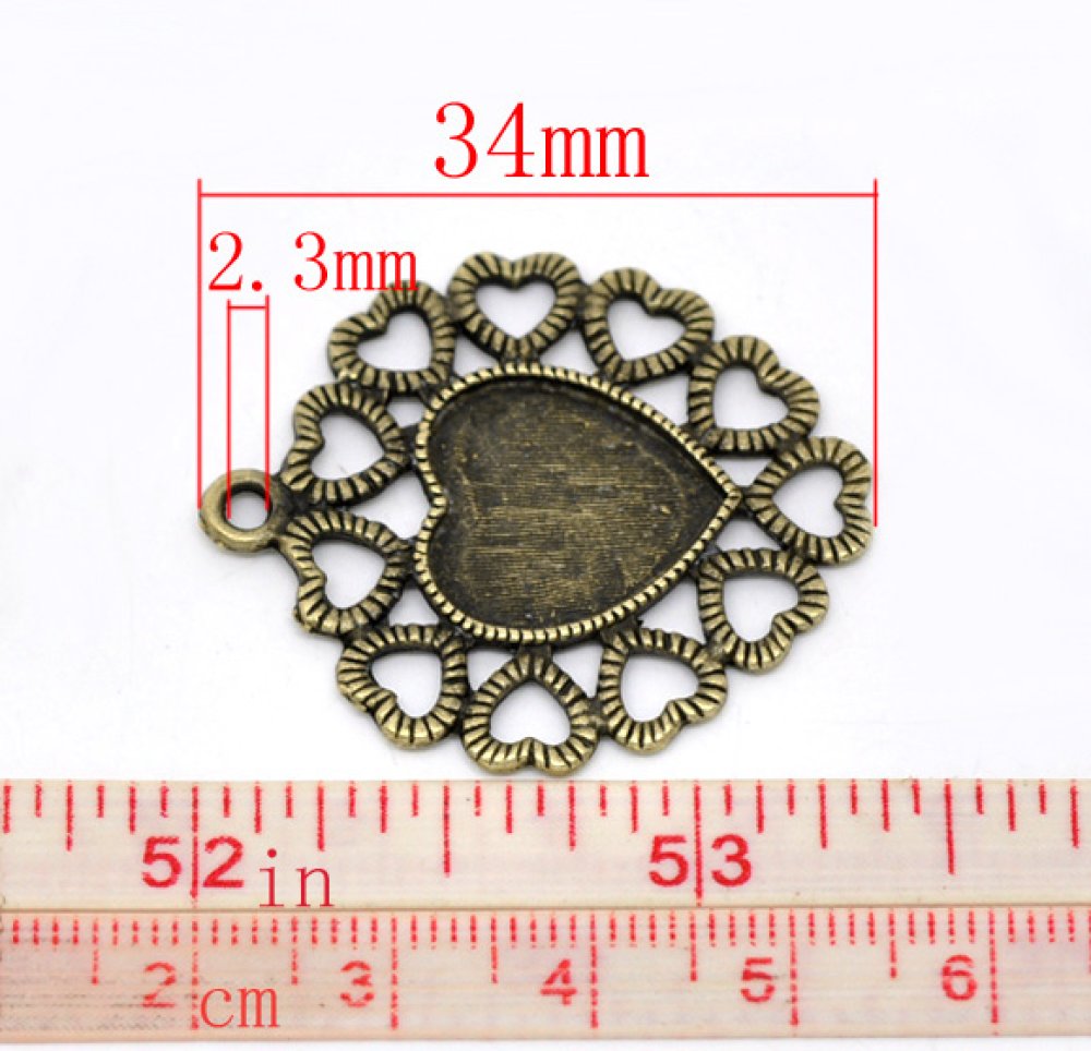 1 Cabochon-Halter Herz Nr. 01 Bronze