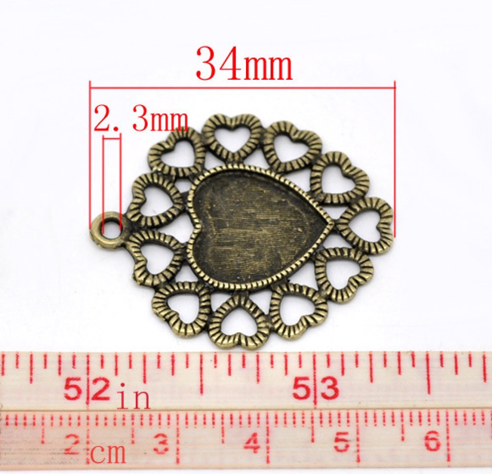 1 Cabochon-Halter Herz Nr. 01 Bronze