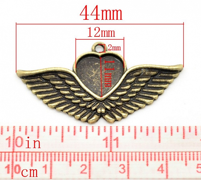 1 Cabochon-Halter Herz N&deg;02 Bronze