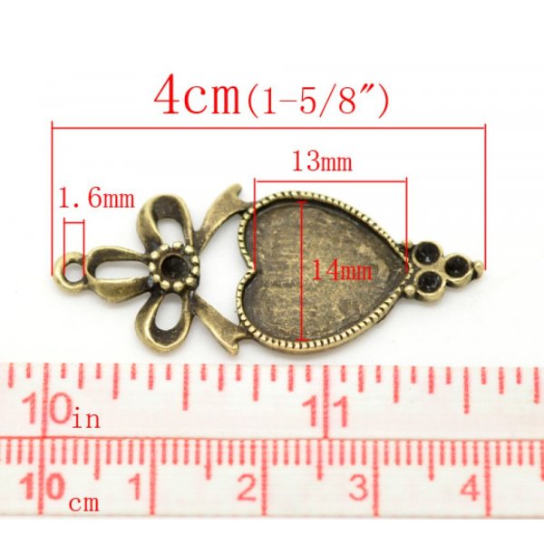 1 Cabochon-Halter Herz N&deg;03 Bronze