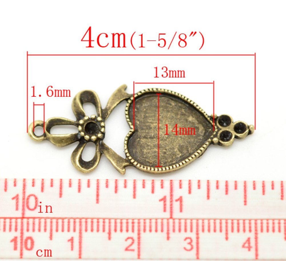 1 Cabochon-Halter Herz N°03 Bronze