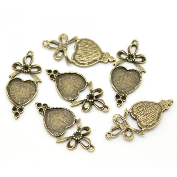 1 Cabochon-Halter Herz N&deg;03 Bronze