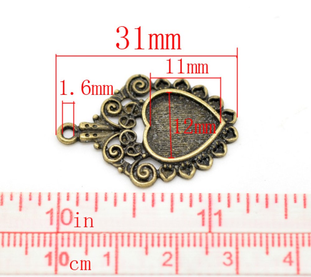1 Cabochon-Halter Herz N°04 Bronze