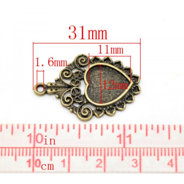 1 Cabochon-Halter Herz N&deg;04 Bronze