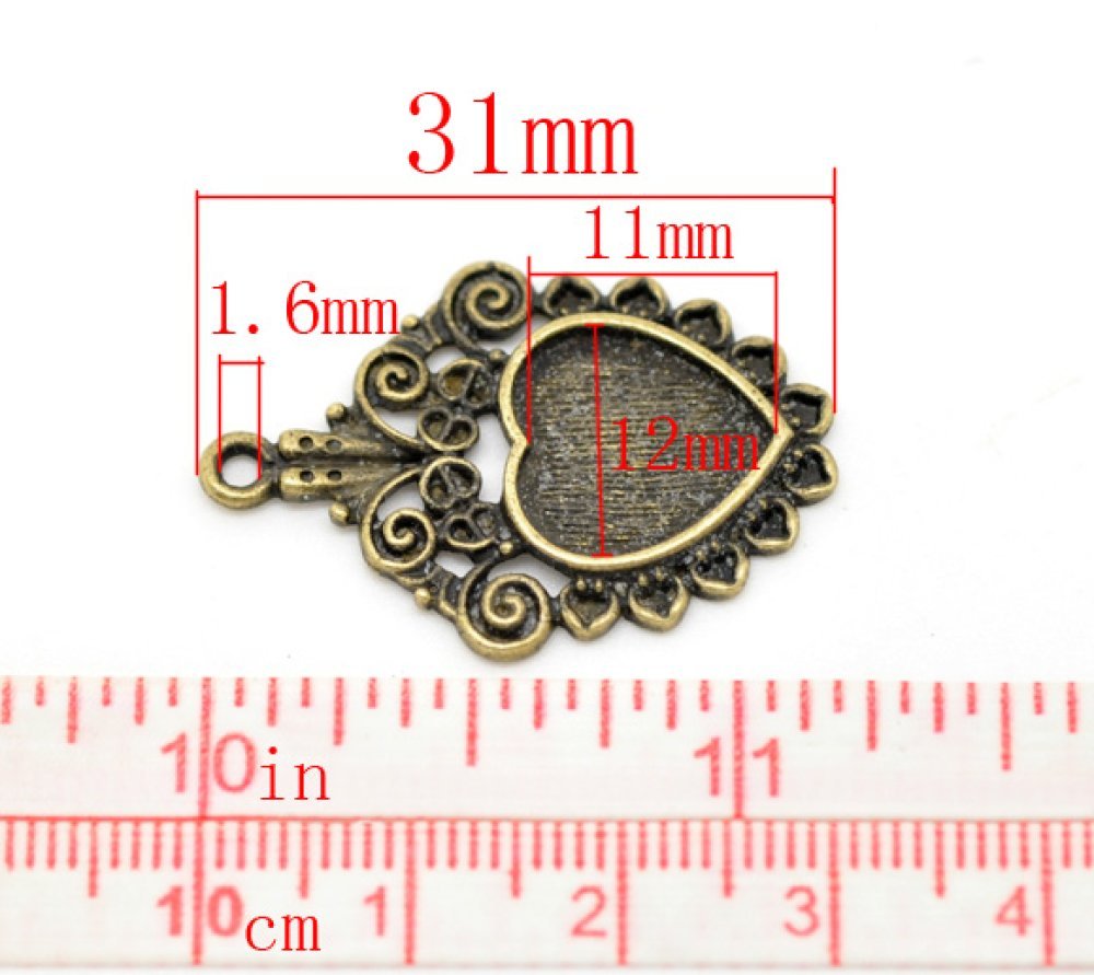 1 Cabochon-Halter Herz N°04 Bronze