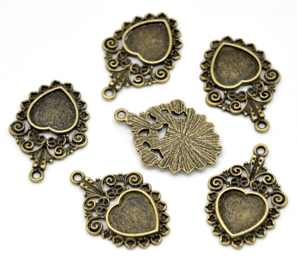 1 Cabochon-Halter Herz N°04 Bronze