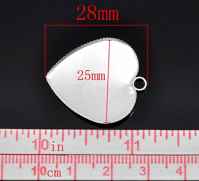 1 Cabochon-Halter Herz N&deg;05 Silber