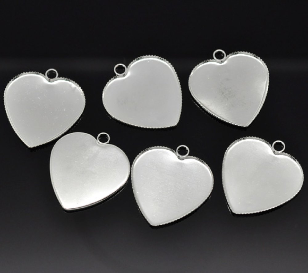 1 Cabochon-Halter Herz N°05 Silber
