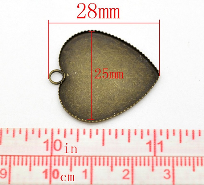 1 Cabochon-Halter Herz N&deg;05 Bronze