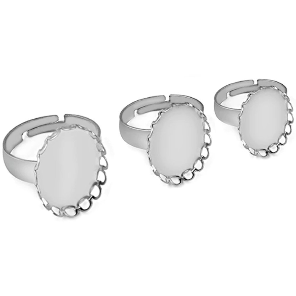 1 Halter Cabochon Ring 13 x 18 mm Silber N°08