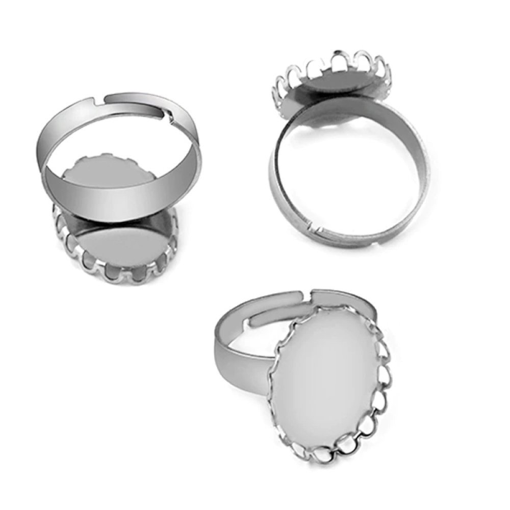1 Halter Cabochon Ring 13 x 18 mm Silber N°08