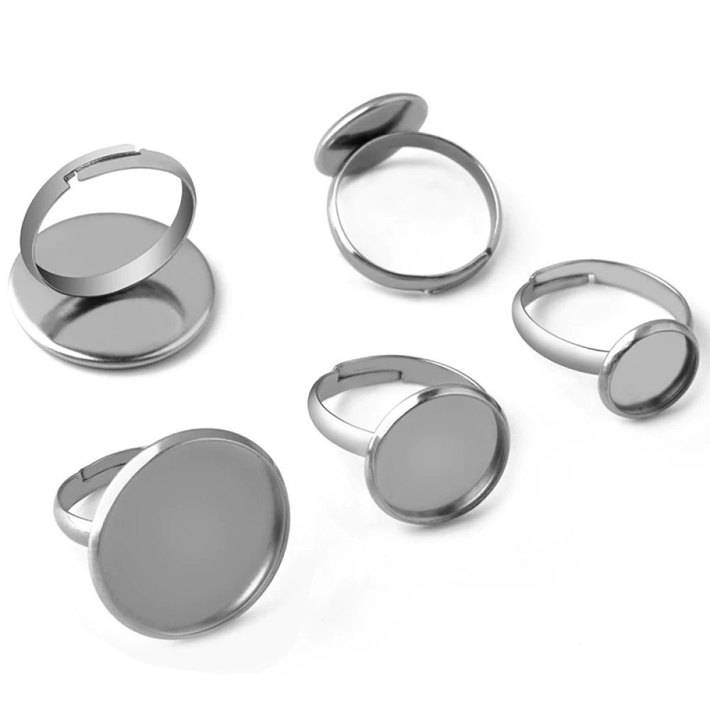 1 Halter Cabochon Ring 14 mm Silber N°04