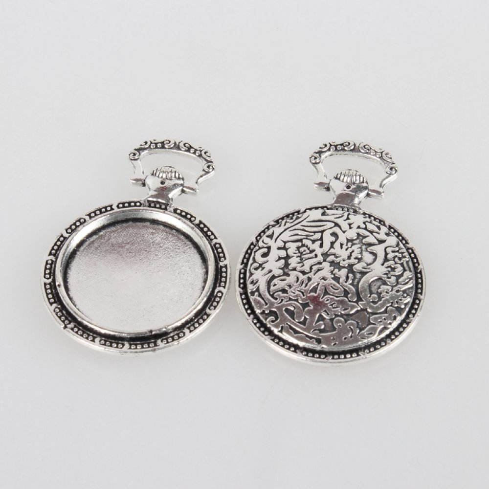 1 Träger Cabochon 20mm Silber Taschenuhr, Cabochon-Anhänger 74AS