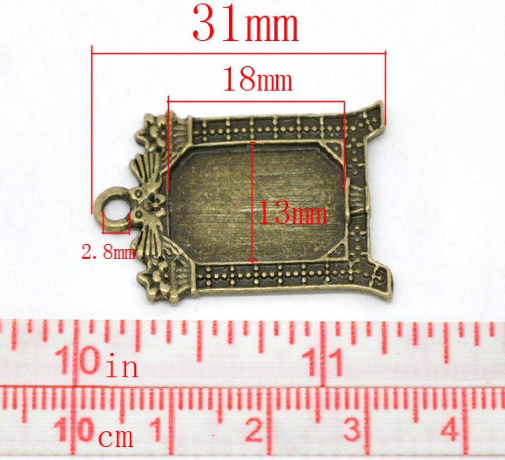 1 rechteckiger Cabochon-Halter N°02 Bronze