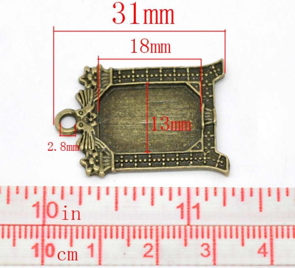 1 rechteckiger Cabochon-Halter N°02 Bronze