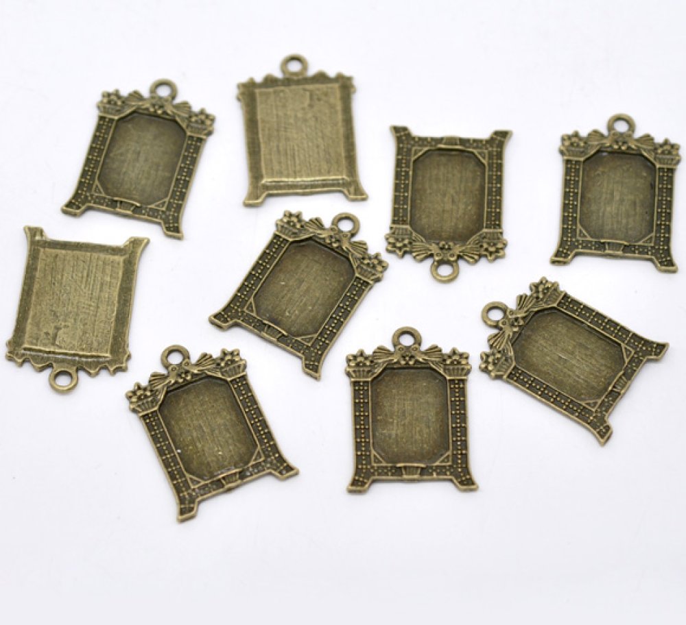 1 rechteckiger Cabochon-Halter N°02 Bronze