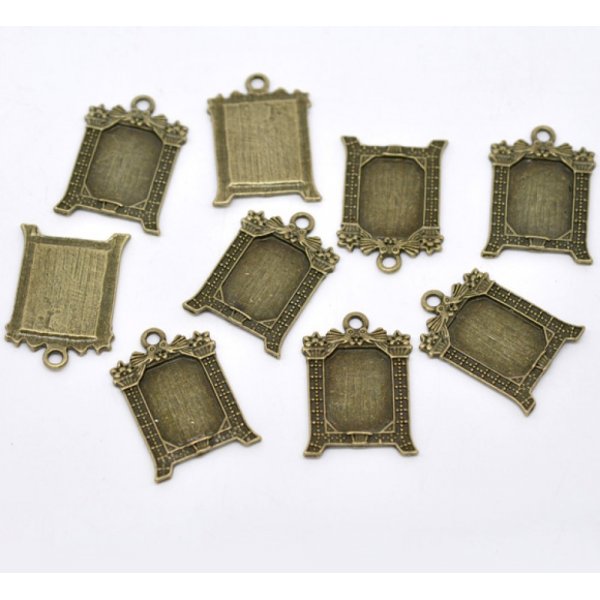 1 rechteckiger Cabochon-Halter N&deg;02 Bronze