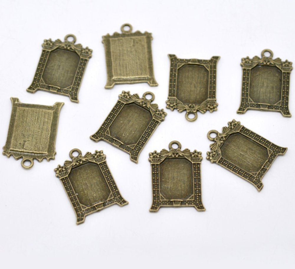 1 rechteckiger Cabochon-Halter N°02 Bronze