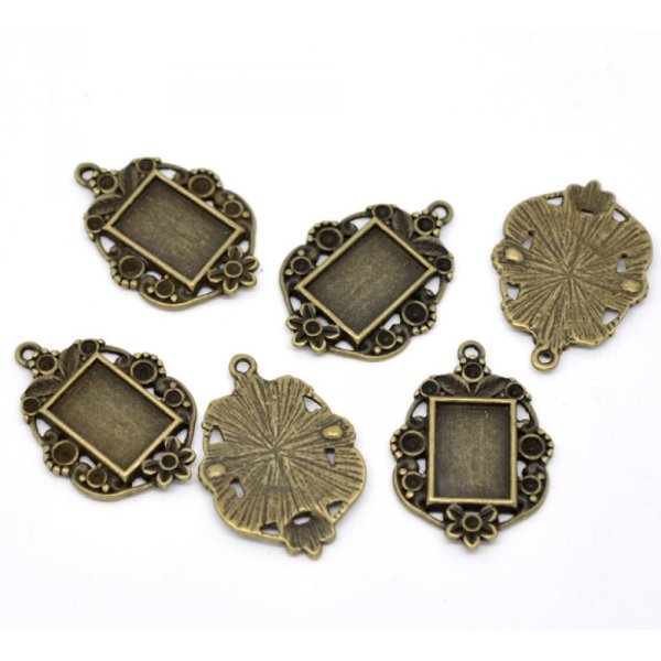 1 rechteckiger Cabochon-Halter N&deg;03 Bronze