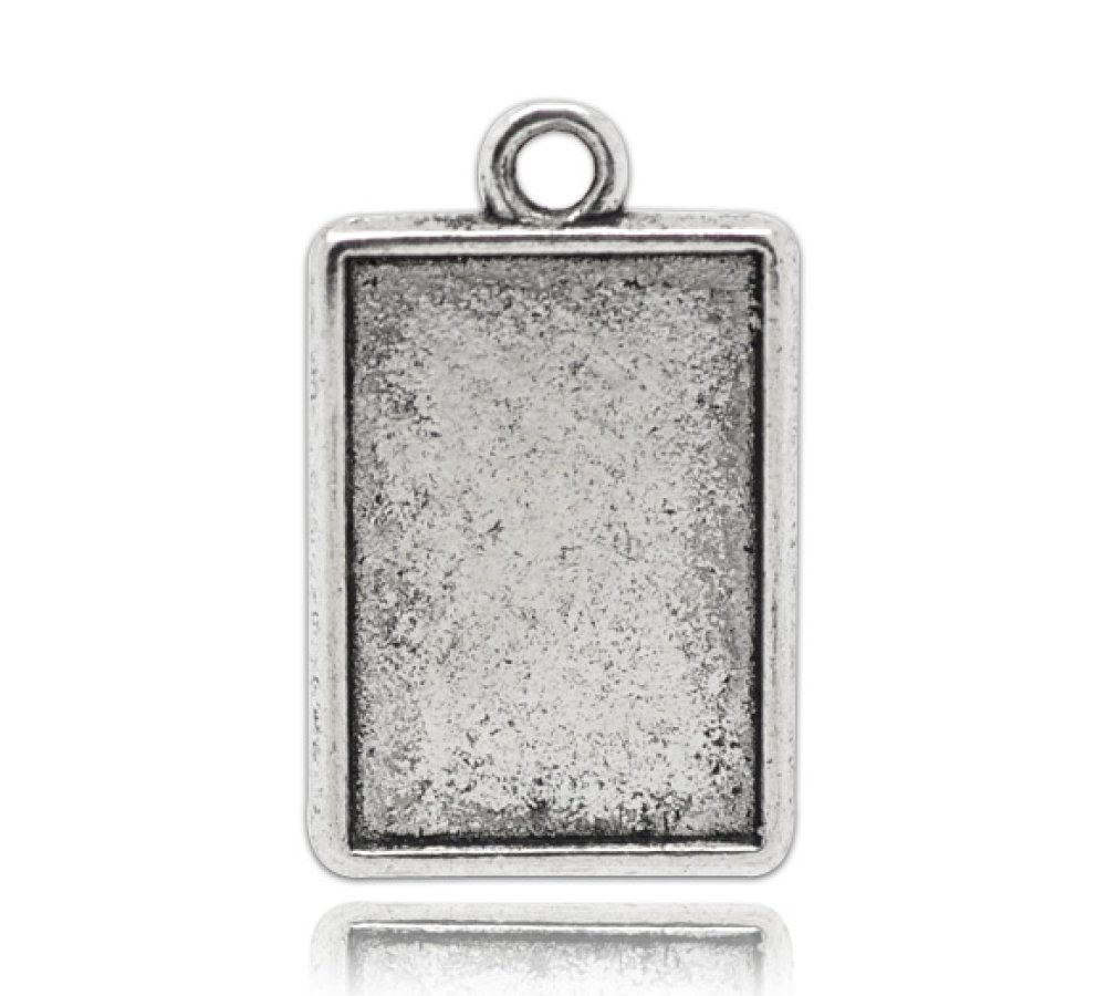 1 rechteckiger Cabochon-Halter N°04 Silber