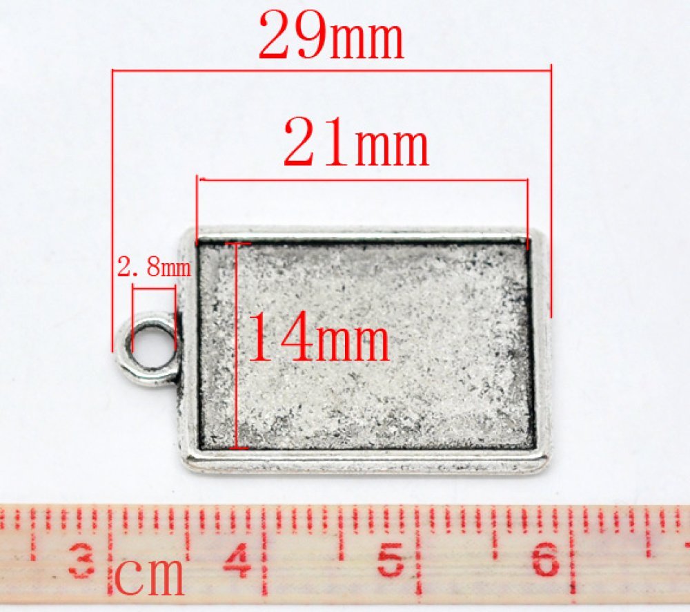 1 rechteckiger Cabochon-Halter N°04 Silber