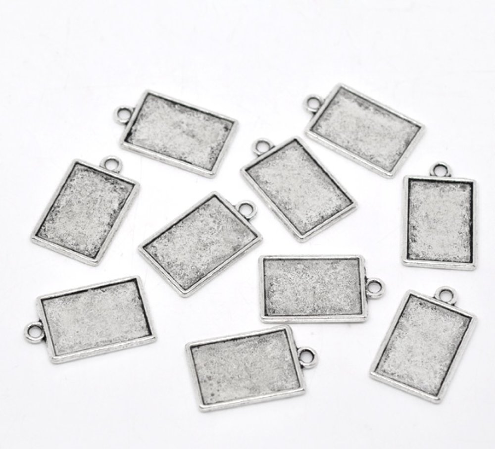 1 rechteckiger Cabochon-Halter N°04 Silber