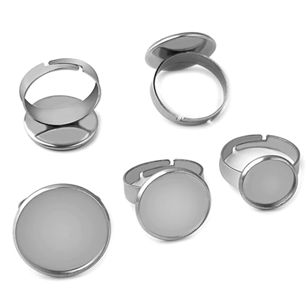 1 Halter Cabochon rund Ring 10 mm Silber N°04