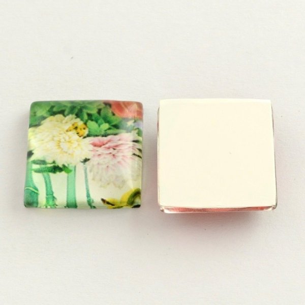 20 Glas-Cabochons quadratisch 20 mm sortiert Blumen S-22-20-17