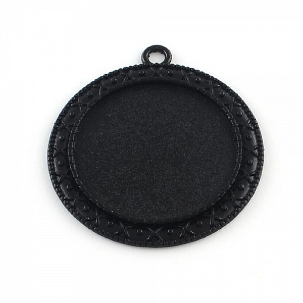 20 Halterungen Cabochons 30mm schwarz, Anh&auml;nger Cabochons 06NR