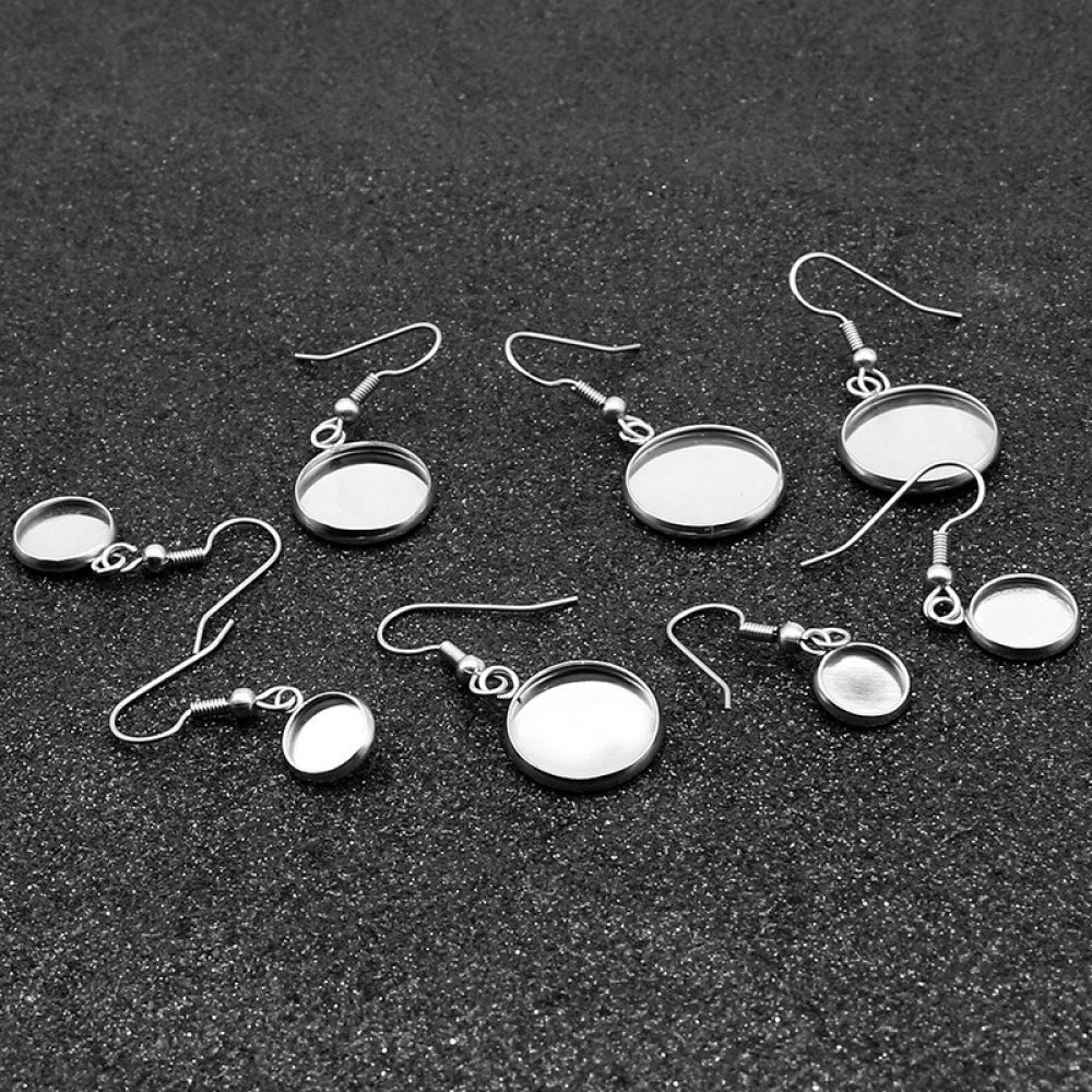 20 Halterungen für runde Cabochons Ohrring 08 mm Nr. 06 Antiksilber