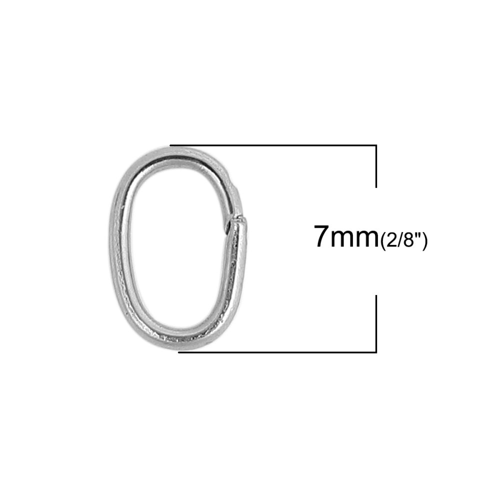 2 offene ovale Verbindungsringe 07 X 4 mm Edelstahl
