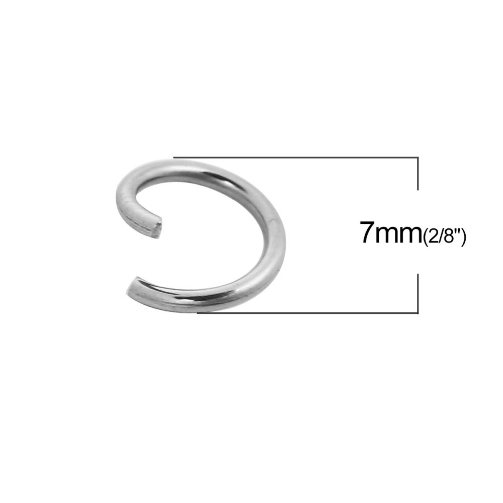 2 Offene Verbindungsringe 07 mm Edelstahl
