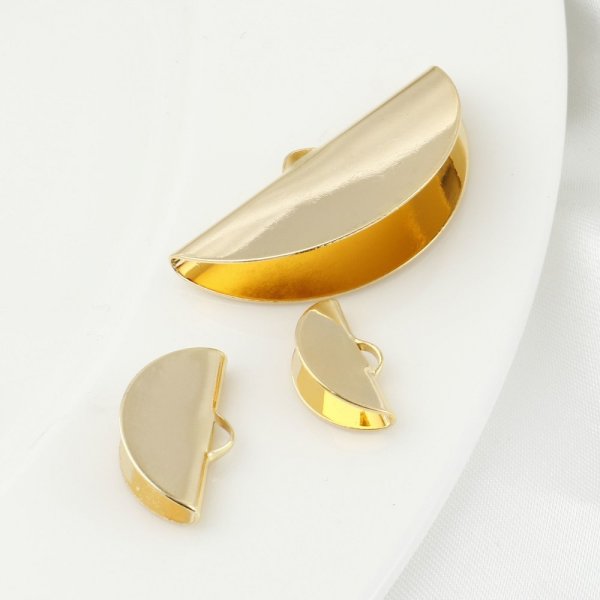 2 Endst&uuml;cke zum Aufkleben mit Halbmond-Fassungen 15 x 09 mm vergoldet