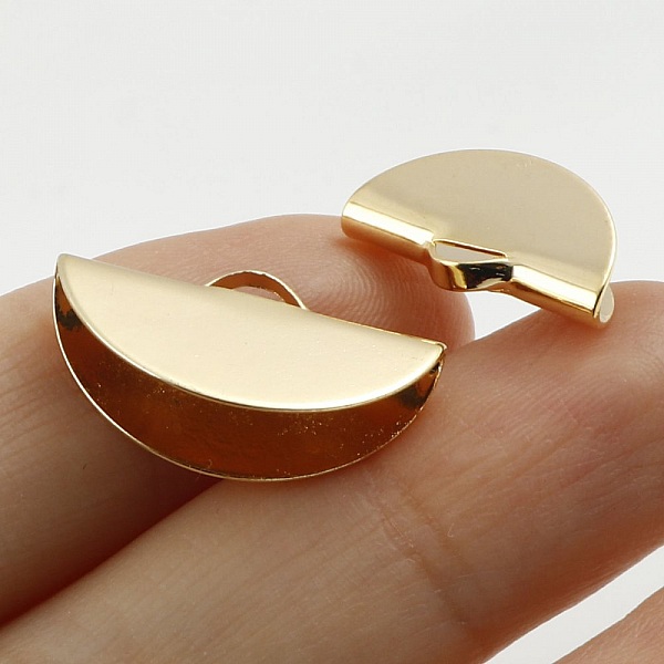 2 Endst&uuml;cke zum Aufkleben mit Halbmond-Fassungen 19 x 11 mm vergoldet