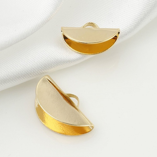 2 Endst&uuml;cke zum Aufkleben mit Halbmond-Fassungen 19 x 11 mm vergoldet