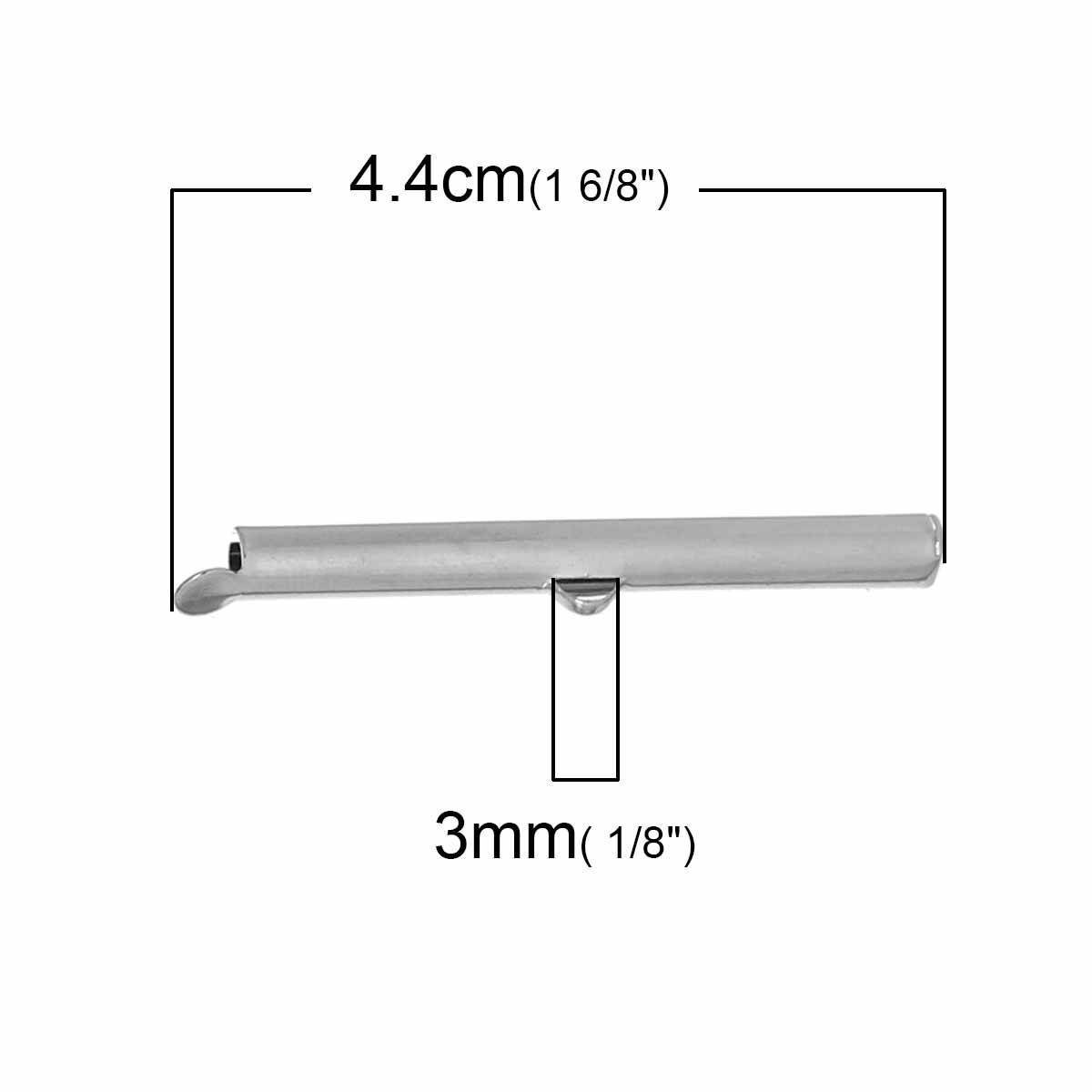 2 Verschlüsse mit Endstücken Kupferrohr silberfarben matt 40x6mm-72436 