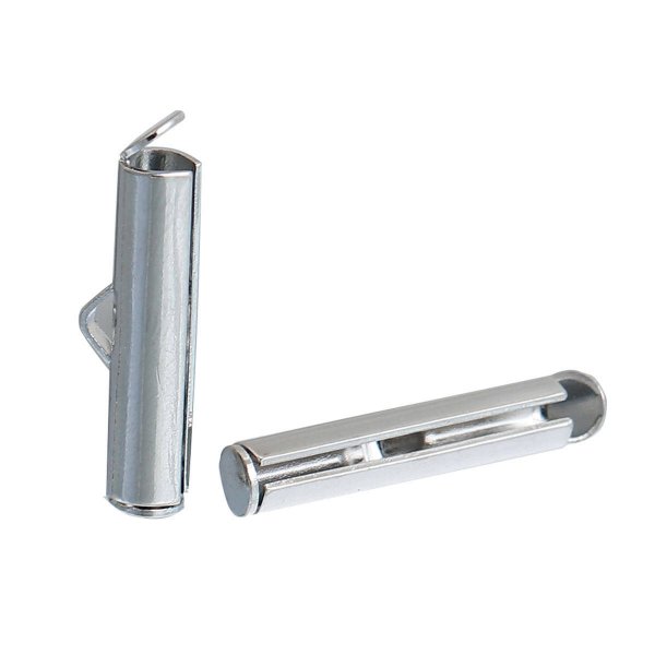 2 Verschl&uuml;sse mit Endst&uuml;cken aus Kupfer, silberfarben, matt, 20x6mm-845 