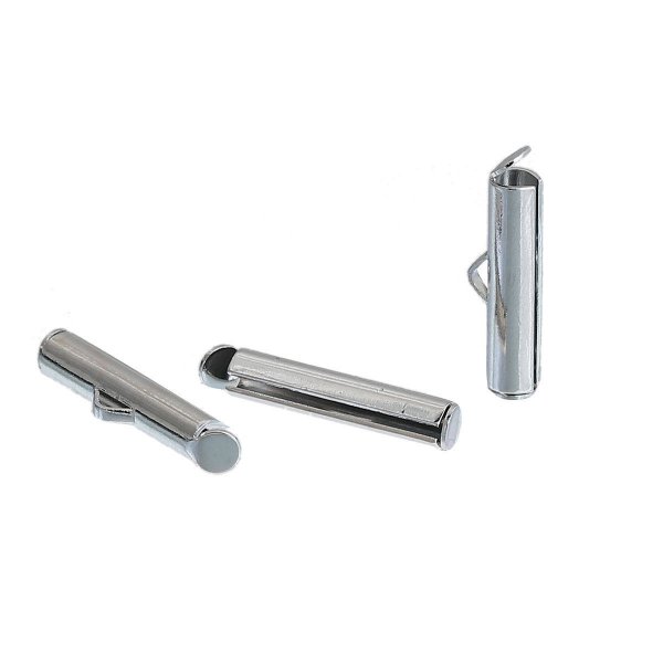 2 Verschl&uuml;sse mit Endst&uuml;cken aus Kupfer, silberfarben, matt, 20x6mm-845 