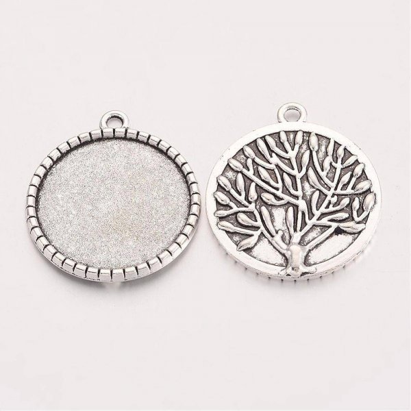 2 Cabochon-Halterungen 25mm Silber, Cabochon-Anh&auml;nger 19AS-RS 