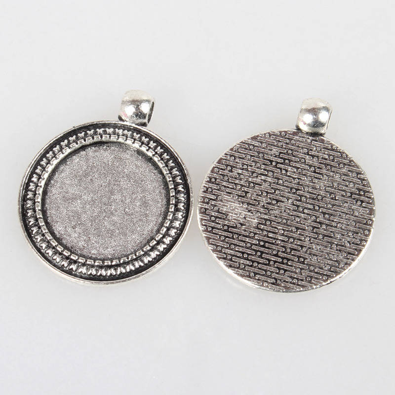 2 Cabochon-Halterungen 20mm Silber, Cabochon-Anhänger 07AS 