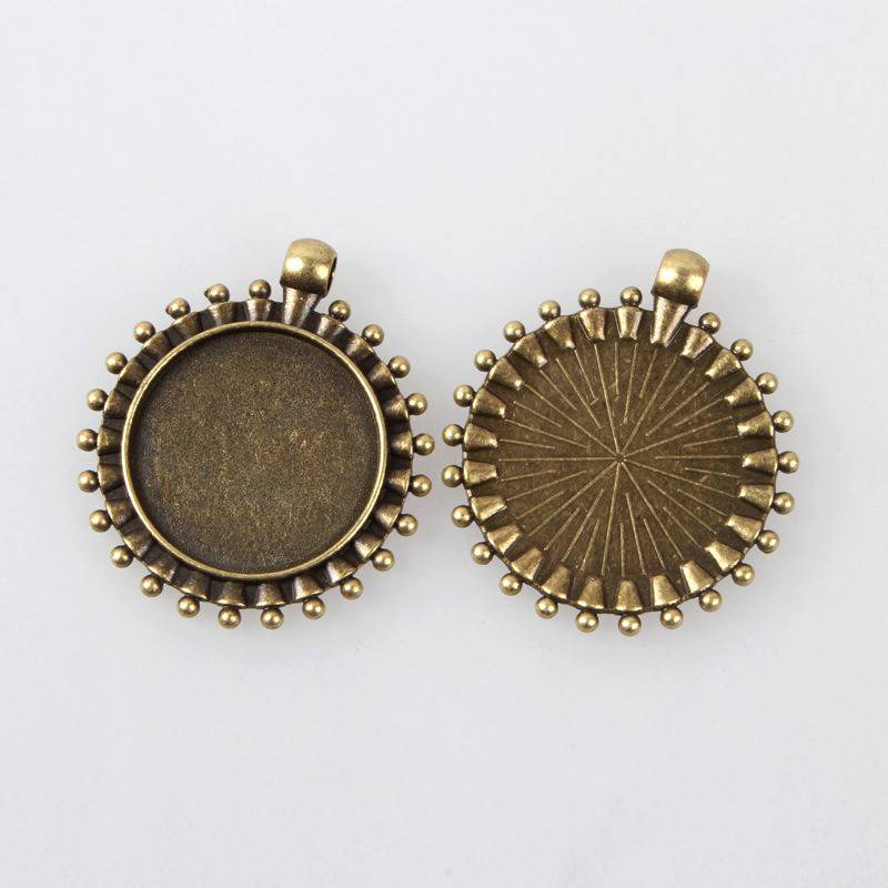 2 Halterungen 25mm Bronze Cabochons, Anhänger Cabochons 84AB 
