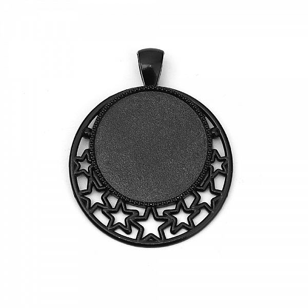 2 Cabochon-Halterungen 25mm Schwarz, Cabochon-Anh&auml;nger 8501